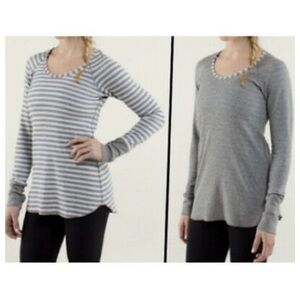 Lululemon Reversible Gray & Yellow Long Sleeve Top | S
